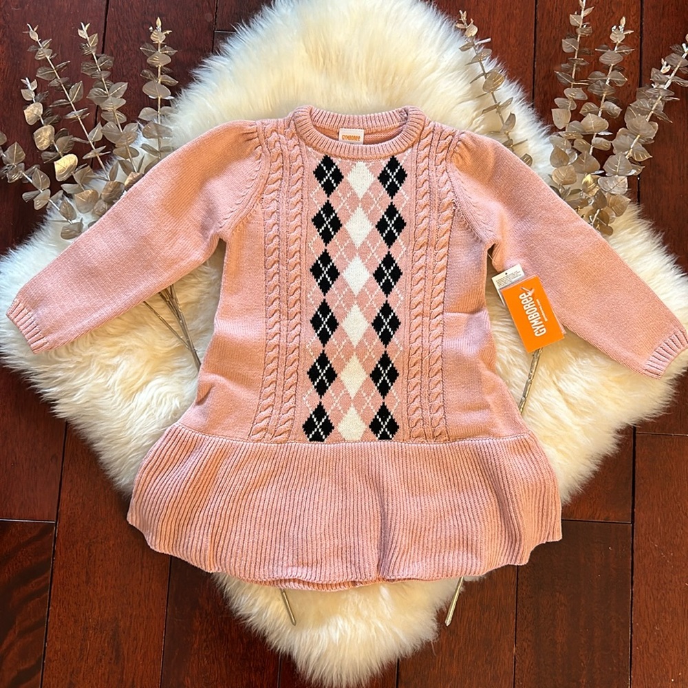 NWT Gymboree pink black preppy girls party special occasion sweater dress!